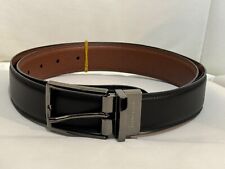 PERRY ELLIS Reversible Faux Leather Belt Mens S 30/32  Black/ Brown