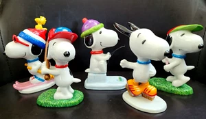 RARE VTG Set of 5 UFS Inc. SNOOPY Peanuts Ceramic Sports Figurines 6" FLAMBRO ~ - Picture 1 of 8