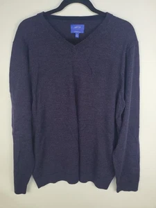 APT.9 Men’s Sweater XL Purple V-Neck Slim Fit Merino Wool Blend Pullover Knit - Picture 1 of 6