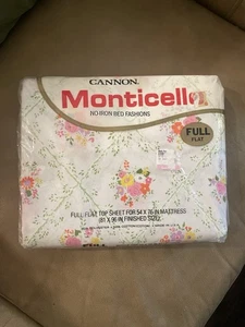 Vintage “Plantation Bouquet” Cannon Monticello Full Flat Bed Sheet Floral NIP - Picture 1 of 3