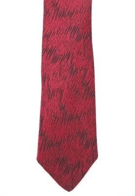 Vtg 80s New Wave Red Black Static Sharkskin Super Skinny 1.75" Punk Rocker Tie - Image 1 of 4