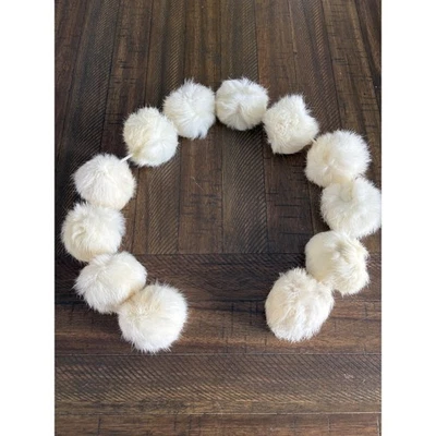 De Colección Blanco Cremoso Piel de Conejo Bola Bufanda Estola Cuello Envoltura Suave Lujo Fiesta Elegante Foto 1 de 4