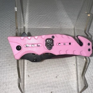 Premier Edge Assisted Opening Knife Skull / Pink Handle ABS Handle - Picture 1 of 5