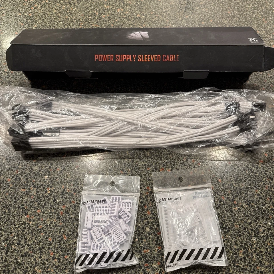 AsiaHorse 16AWG Pro Power Supply Sleeved Cable, White Power Supply Extension - Image 1 of 1