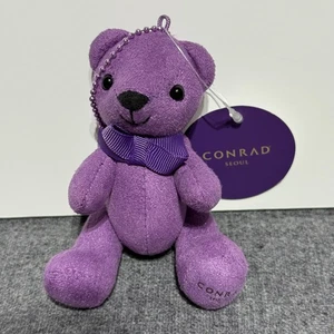 CONRAD HOTEL Seoul South Korea Mini Teddy Bear Novelty KeyChain Purple Rare - Picture 1 of 7