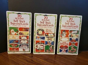 LOT of 3 VTG 1985 Christmas Gift Tags (56) & Holiday Cards (14) Self Stick Peck  - Picture 1 of 6
