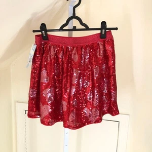 Cat & Jack NWT Girls' Red Heart Sequined Skirt Size XL (14) - Picture 1 of 8