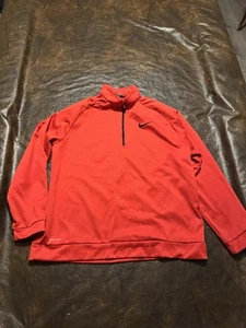 Nike Dri Fit Sweatshirt Mens XXL Solid Red Partial Zip Up - Picture 1 of 9