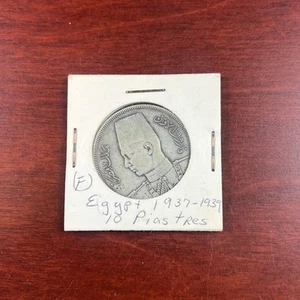 1939 EGYPT 10 PIASTRES QIRSH AH1358 KING FAROUK I SILVER COIN - Picture 1 of 5