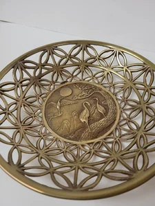 Vintage Brass Basket with Cranes - Picture 1 of 4