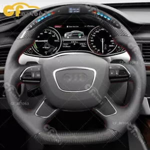 LED Real Carbon Fiber Sport Steering Wheel for 2012+ Audi A4 A5 A6 A7 A8 Q7 - Picture 1 of 6