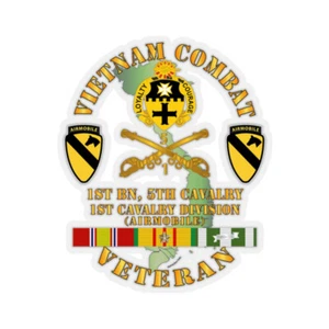 Kiss-Cut Stickers - Vietnam Combat Cavalry Veteran w 1st Bn 5th Cav DUI - 1st Ca - Picture 1 of 1
