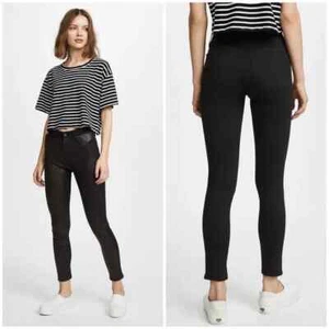 NEW AG The Farrah High Rise Ankle Skinny Leather Panel Denim Pants SZ 29 #P2660 - Picture 1 of 9