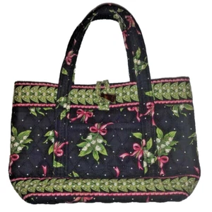 Vera Bradley Black Forget Me Knots Small Handbag Purse - Picture 1 of 6