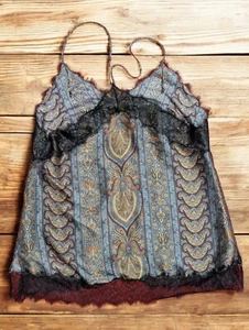 Zara Paisley Fancy Cocktail Spaghetti Straps Party Top Medium - Picture 1 of 3