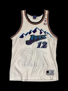 90’s NBA Utah Jazz John Stockton #12 Size 40 White Champion Jersey Y2K - Picture 1 of 9