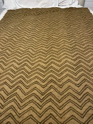 4+ Yds Ralph Lauren FABRIC REMNANT Chevron Brown Cotton VINTAGE 54x172 - Image 1 of 4