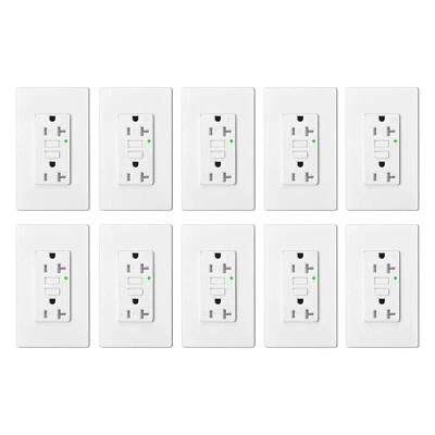 10 PK 20A GFCI Toma Resistente a la Intemperie TR WR Receptáculo de Pared con Indicador LED Foto 1 de 4