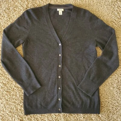 LL Bean Womens XS Charcoal Gray Cardigan Wool, Angora, Cashmere Lightweight - Image 1 of 4