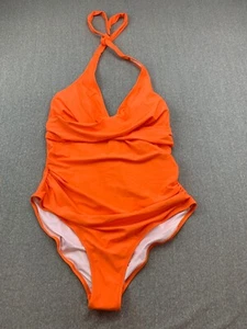 Cross Front Tummy Control Halter 1 Pc Swimsuit Womens Plus size XXL Orange Beach - Picture 1 of 11