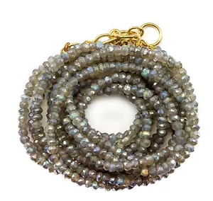 Collana Labradorite o Bracciale Avvolgente 14k GF Tre Fili Regolabile 7 8 22 Pollici - Foto 1 di 5