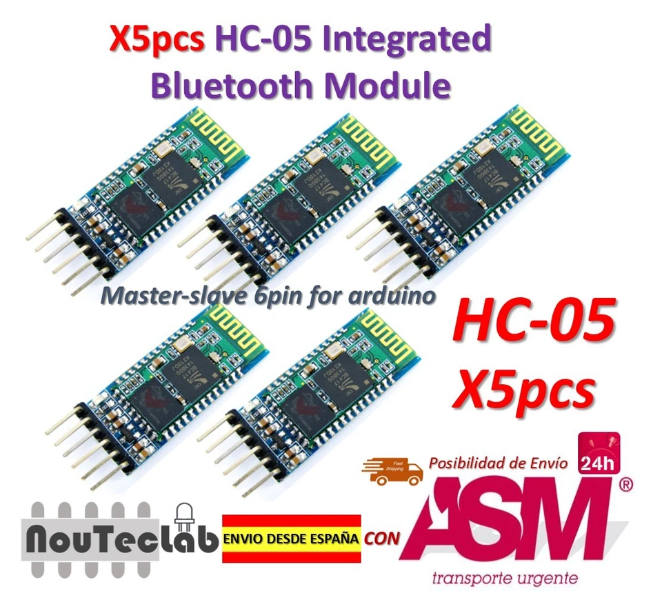 5pcs HC-05 MODULO BLUETOOTH Módulo inalámbrico de puerto serie HC05 para Arduino - Imagen 1 de 1