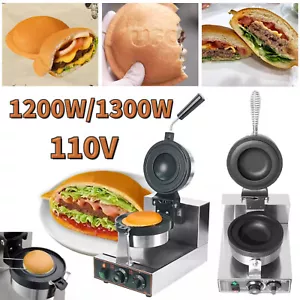 Burger Waffle Maker Machine Commercial Electric Hamburger Panini Press Making US - Picture 1 of 25