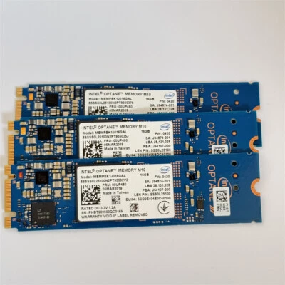 3Pcs Intel Optane Memory M10 SSD M.2 2280 16GB MEMPEK1J016GAL PCIe 3.0 3D Xpoint - Image 1 of 4