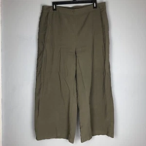 MNG Mango Women Sz XXL Olive Green Wide Leg Cropped Pants - Picture 1 of 8