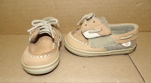 Sperry Top-Sider Bluefish Leather Crib Boat Shoes Tan Infant Baby 4M 4 M - Picture 1 of 5