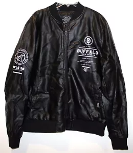 Buffalo David Bitton Mens Black Vegan Leather Moto Jacket NWT $139 Size XL - Picture 1 of 3