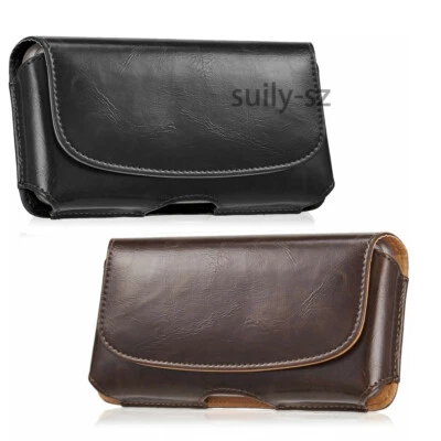 Funda de Teléfono Horizontal Grande Cuero Genuino rPouch Funda Clip de Cinturón Universal EE. UU. Foto 1 de 4