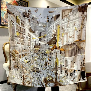  Bufanda envolvente 70 % cachemir y 30 % seda chal cuadrado de doble cara 135 cm  - Imagen 1 de 5