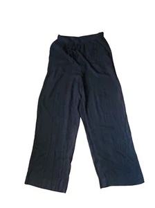 American Eagle AE Wide-Leg Pants Women's Medium Black Resort Beach Linen Blend - Picture 1 of 8
