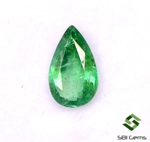0.60 Cts Certified Natural Emerald Pear Cut 8x5 mm Lustrous Green Loose Gemstone - Picture 1 of 5