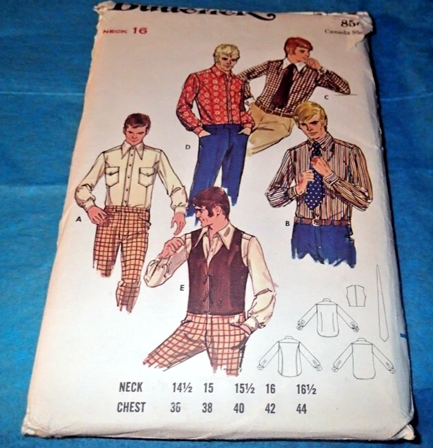 PATRÓN BUTTERICK VINTAGE 5897 ~ HOMBRE CHALECO CAMISA CORBATA ~ TALLA CUELLO 16 - PECHO 42 Foto 1 de 1