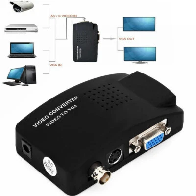 Adattatore convertitore PC ingresso a uscita VGA CCTV DVD DVR fotocamera TV BNC S-Video VGA - Immagine 1 di 4
