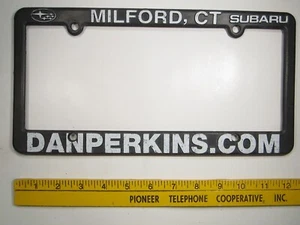 PLASTIC License Plate DEALER Car Tag Frame DAN PERKINS SUBARU Milford CT 8Y5 - Picture 1 of 1
