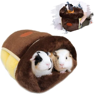 Guinea Pig Bed Cuddle Cave Warm Fleece Cozy House Bedding Sleeping Cushion Cage - Picture 1 of 12