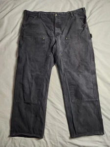 Carhartt Double Knee Canvas Pants Men Sz 42x29 Black Carpenter Workwear B136 BLK - Picture 1 of 10