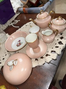 RARE VINTAGE RICHARD GINORI TEA Demitasse SET Pink Gold Creamer Sugar Teapot B5 - Picture 1 of 16