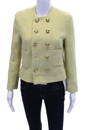 Giacca donna Celine manica lunga doppiopetto girocollo giallo lana media