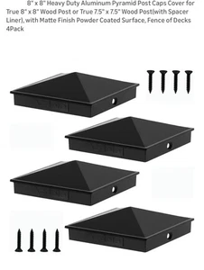 4 Stück 8 Zoll x 8 Zoll Schwerlast Aluminium Pyramide Pfostenkappen Abdeckung, Zaun von Decks - Bild 1 von 10