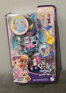 Polly Pocket Pyjama Party verschneit Schlafanzug Eule kompaktes Spielset. Neuer beschädigter Karton - Bild 1 von 5