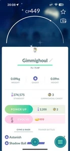 Shiny Gimmighoul (kann sich entwickeln) - MlNl P T C - Beschreibung lesen - Bild 1 von 1
