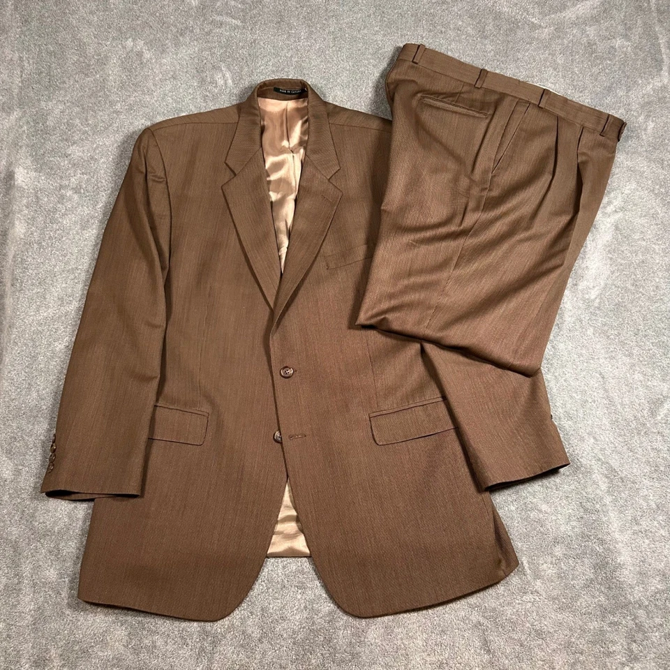 Traje Lauren Ralph Lauren Marrón Lana Cachemira 2 Botones Chaqueta Pantalones 46L 36x32 Foto 1 de 4