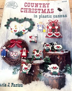 Country Christmas Plastic Canvas Pattern Craft Book Farmhouse Holiday Decor - Picture 1 of 2