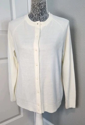 Cárdigan suéter Debbie Morgan blanco marfil para mujer con botones talla M suave  Foto 1 de 4
