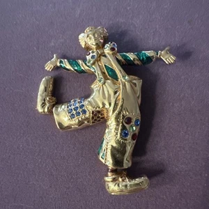 Vintage Swarovski Designer Enamel Crystal Clown Brooch - Picture 1 of 5
