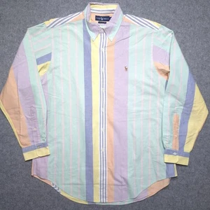 Ralph Lauren Hemd Herren 17 Pastell Mehrfarbig Streifen Oxford Langarm Freizeit Preppy - Bild 1 von 13